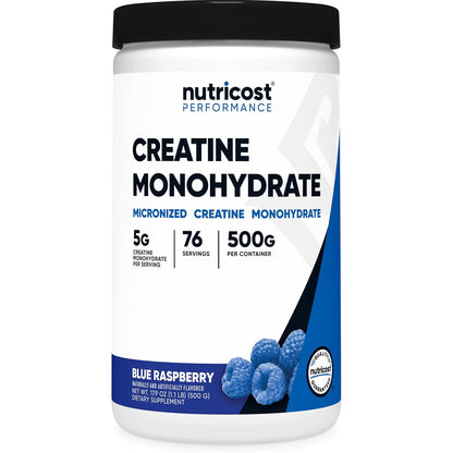 Nutricost Creatine Monohydrate Micronized Powder 500G, 5000mg Per Serv (5g) - 100 Servings, 17.9 Oz