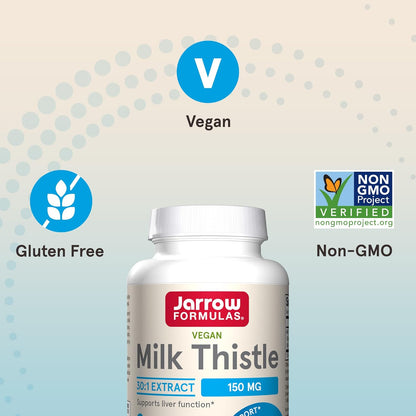 Jarrow Formulas Milk Thistle Supplement 150 mg. 30:1 Extract, 80% Flavonoids, 200 Capsules
