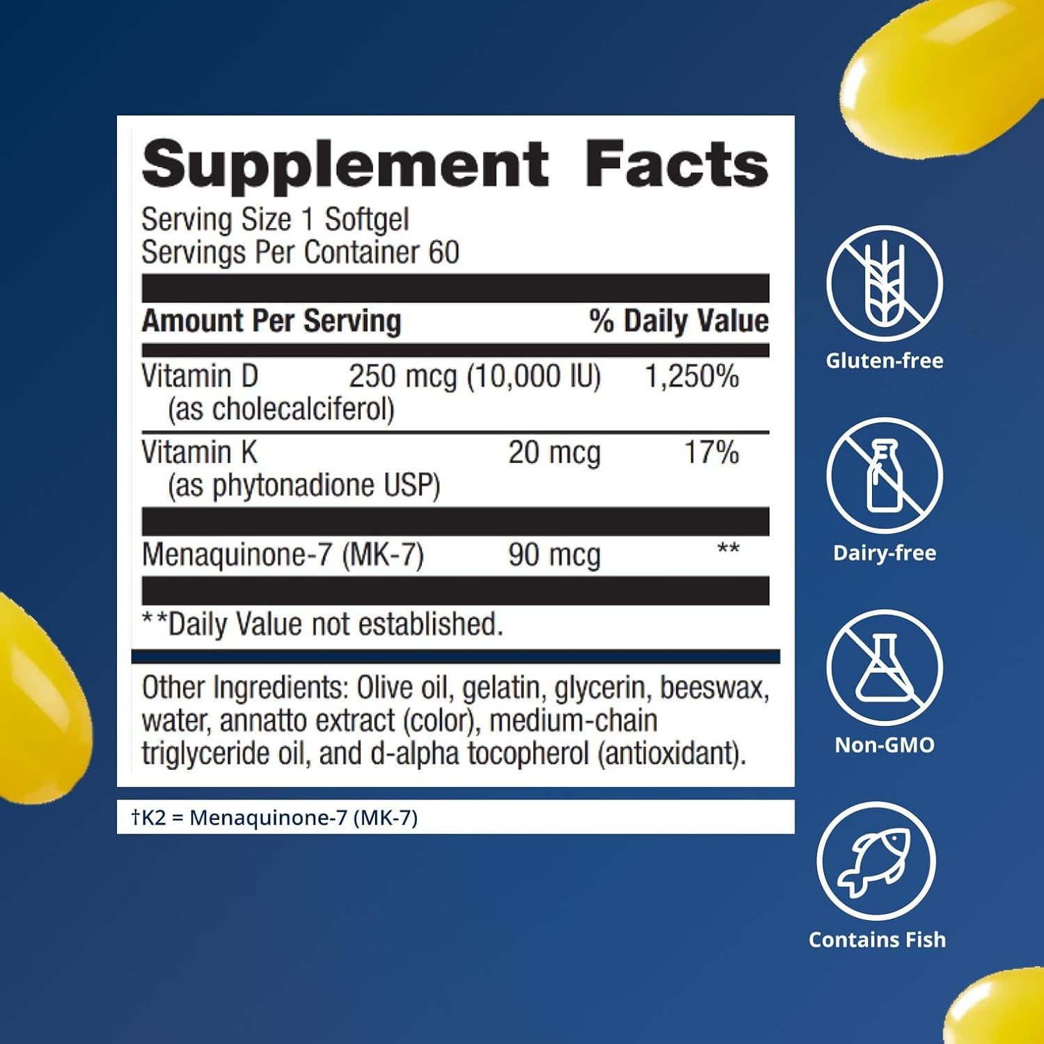 Metagenics Vitamin D3 and K2 10,000 IU MK-7 Softgels