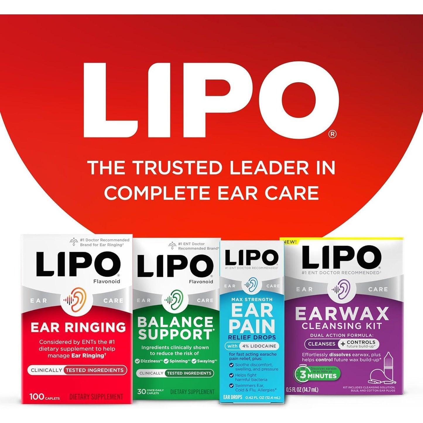 LIPO Ear Ringing Relief Supplement Clinically Studied Lemon Bioflavonoids 150 Caplets