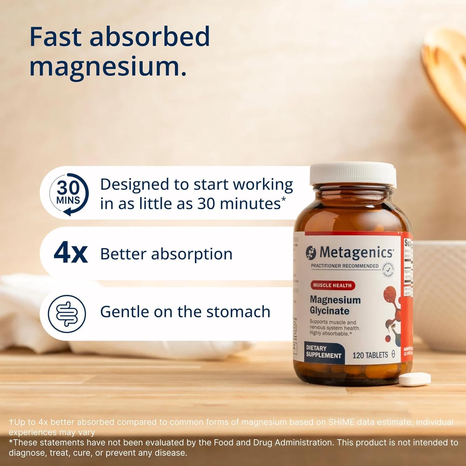 Metagenics Magnesium Glycinate 100mg Supplement 120 Tablets