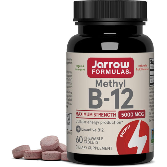 Jarrow Formulas Maximum Strength Methyl B-12 5000mcg Chewable Tablets 60 Count