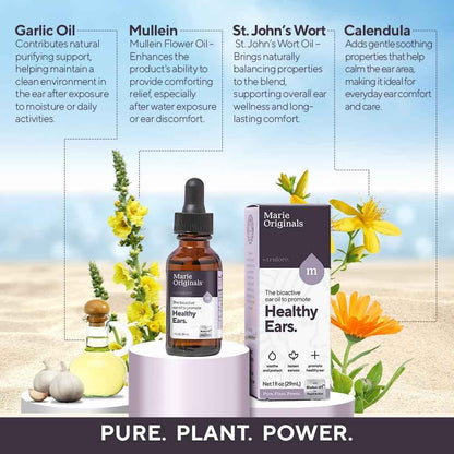 Marie Originals Mullein Garlic Oil Ear Drops for Adults Kids Pets 1oz