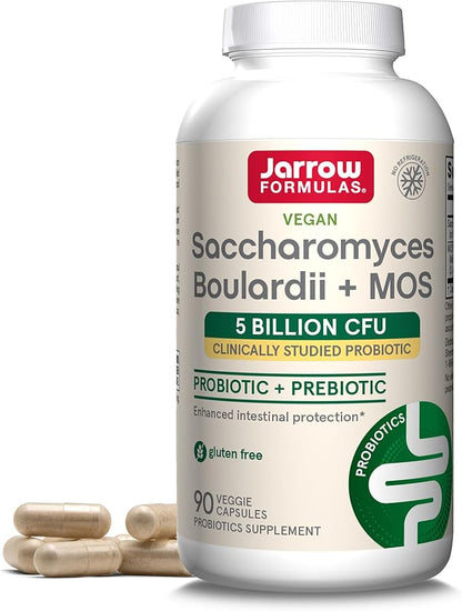 Jarrow Formulas Saccharomyces Boulardii + MOS Probiotic Capsules 5 Billion CFU