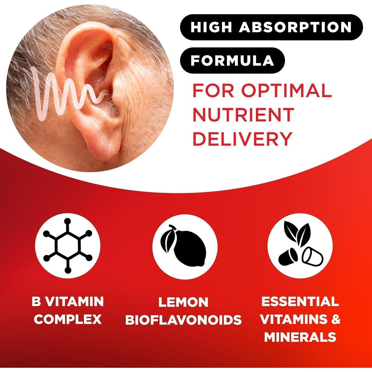 LIPO Ear Ringing Relief Supplement Clinically Studied Lemon Bioflavonoids 150 Caplets