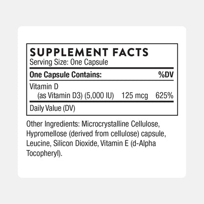 Thorne Vitamin D-5,000 Supplement 60 Capsules NSF Sport