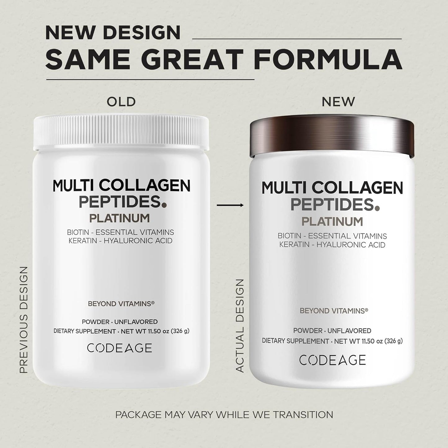 Codeage Multi Collagen For Women & Men Biotin 10000mcg Unflavored Powder