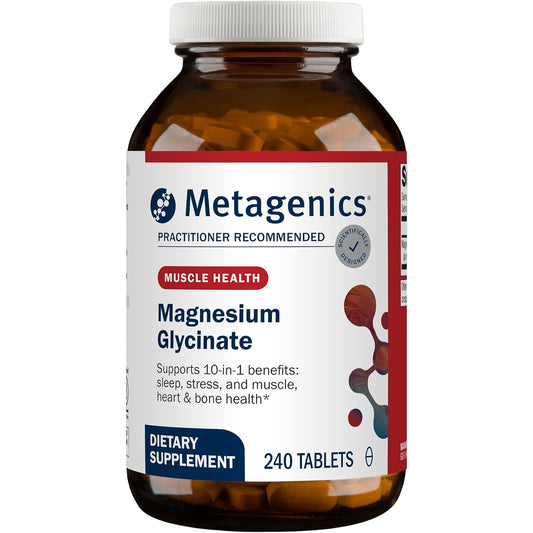 Metagenics Magnesium Glycinate 100mg-Highly Absorbable Magnesium Supplement for Sleep, Stress Relief & Muscle Relaxation - Bone, Heart & Nerve Health-Non-GMO, Gluten-Free-240 Tablets