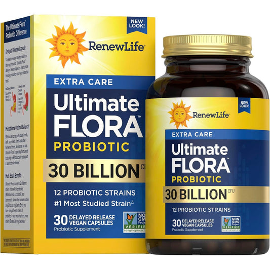 Renew Life Extra Care Digestive Probiotic Capsules 30 Billion CFU 30 Count