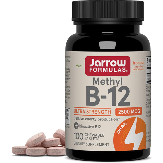 Jarrow Formulas Methyl Vitamin B12 2500 mcg 100 Chewable Tablets Tropical