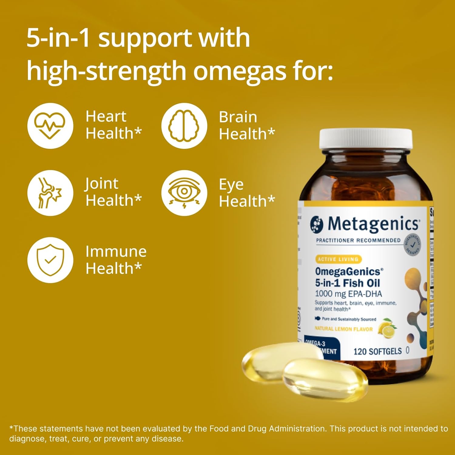 Metagenics OmegaGenics Omega-3 Fish Oil 1000mg EPA DHA 60 Count