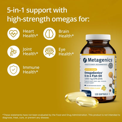 Metagenics OmegaGenics Omega-3 Fish Oil 1000mg EPA DHA 60 Count