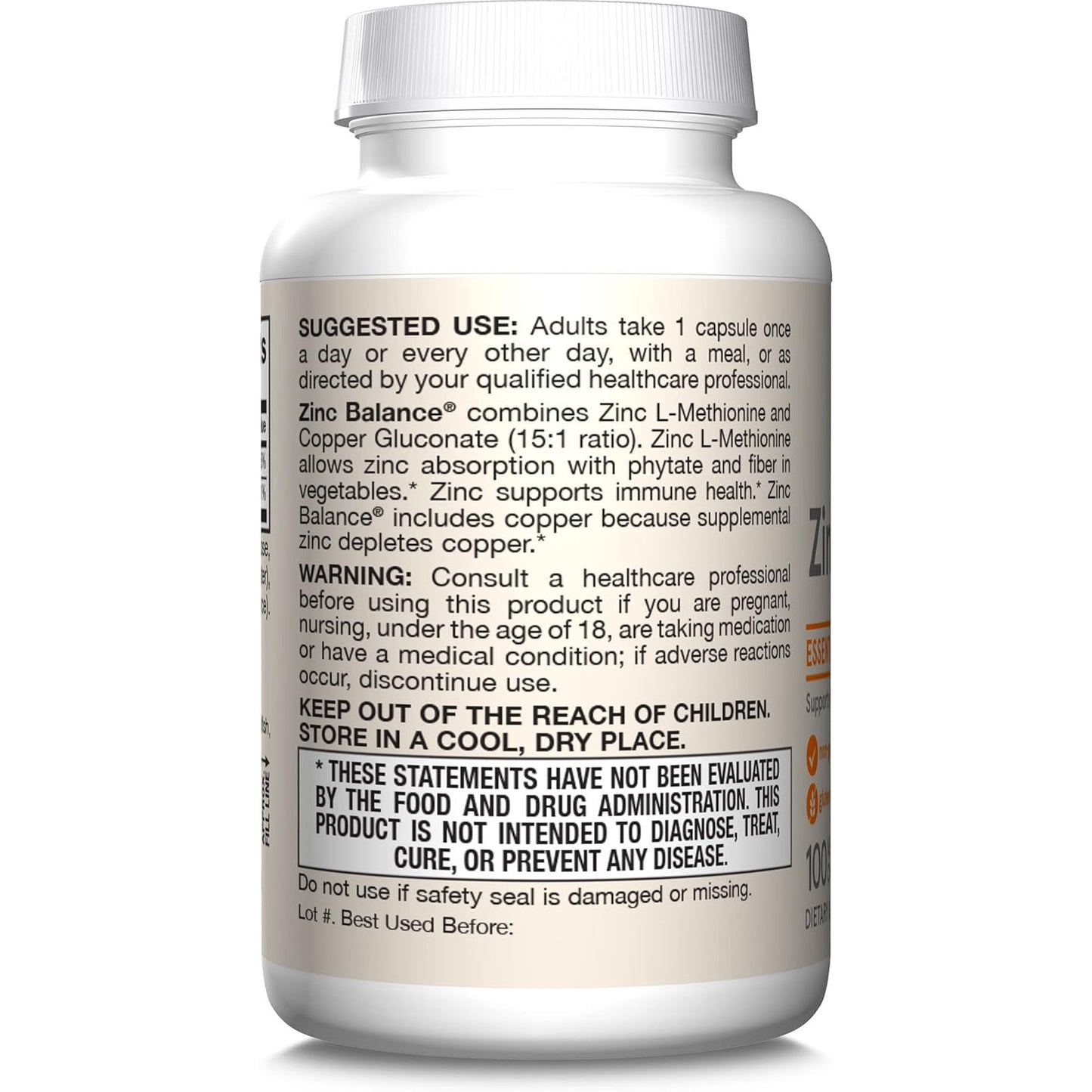 Jarrow Formulas Zinc Balance 15 mg 100 Veggie Caps