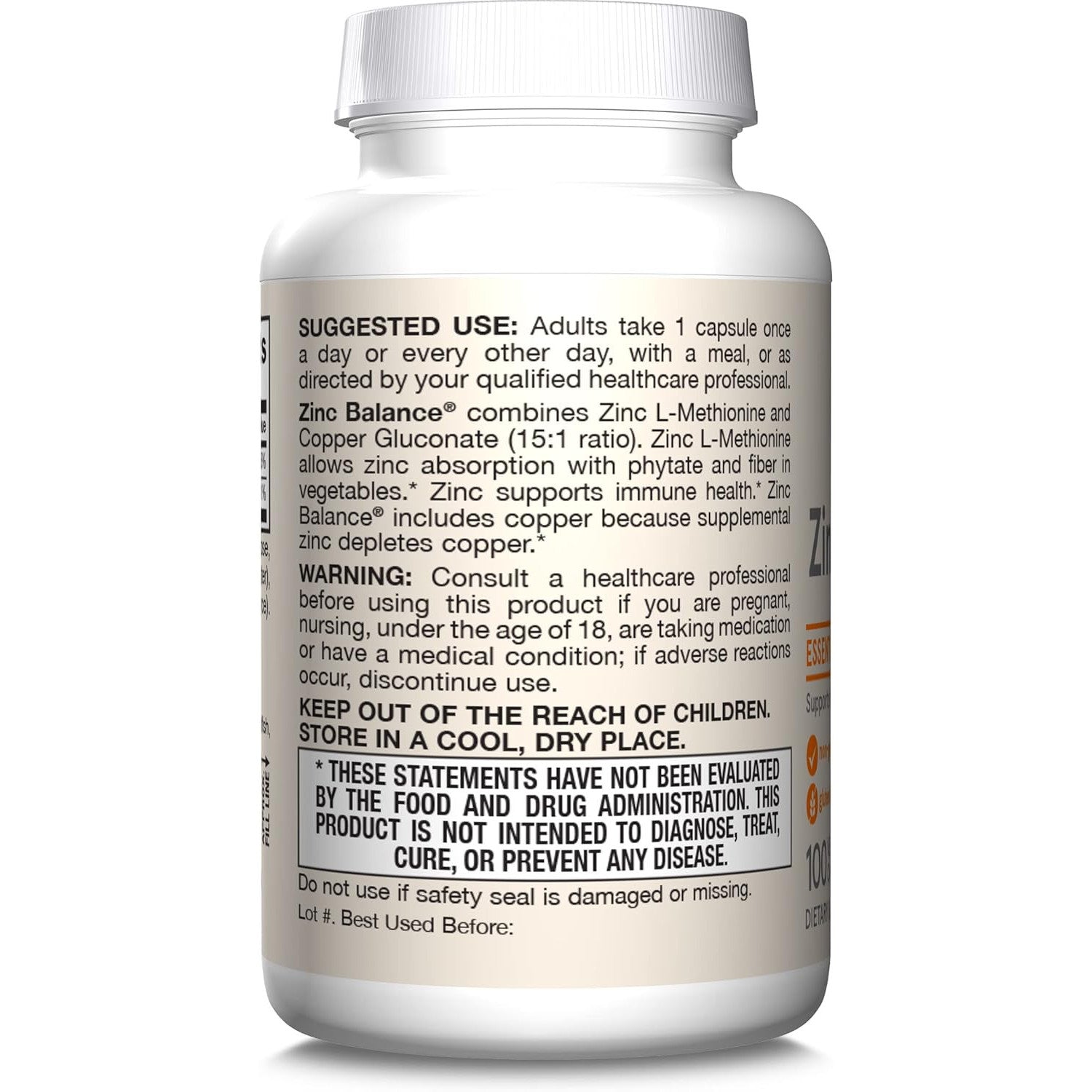 Jarrow Formulas Zinc Balance 15 mg 100 Veggie Caps
