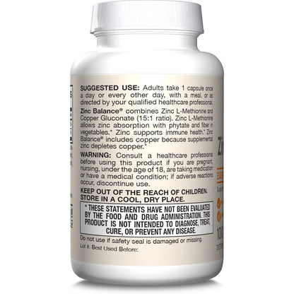 Jarrow Formulas Zinc Balance 15 mg 100 Veggie Caps
