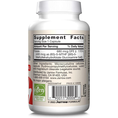 Jarrow Formulas Extra Strength Methyl Folate 400 mcg 60 Veggie Capsules