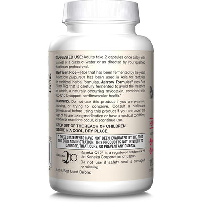 Jarrow Formulas Red Yeast Rice 1200 mg and CoQ10 100 mg Veggie Caps