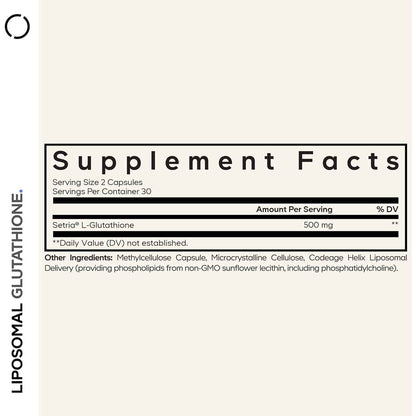 Codeage Liposomal Glutathione Supplement - Pure Reduced Setria L-Glutathione, Liposomal Delivery, Phospholipid Complex - Encapsulated Glutathione Powder Pills - Vegan, Non-GMO - 60 Capsules