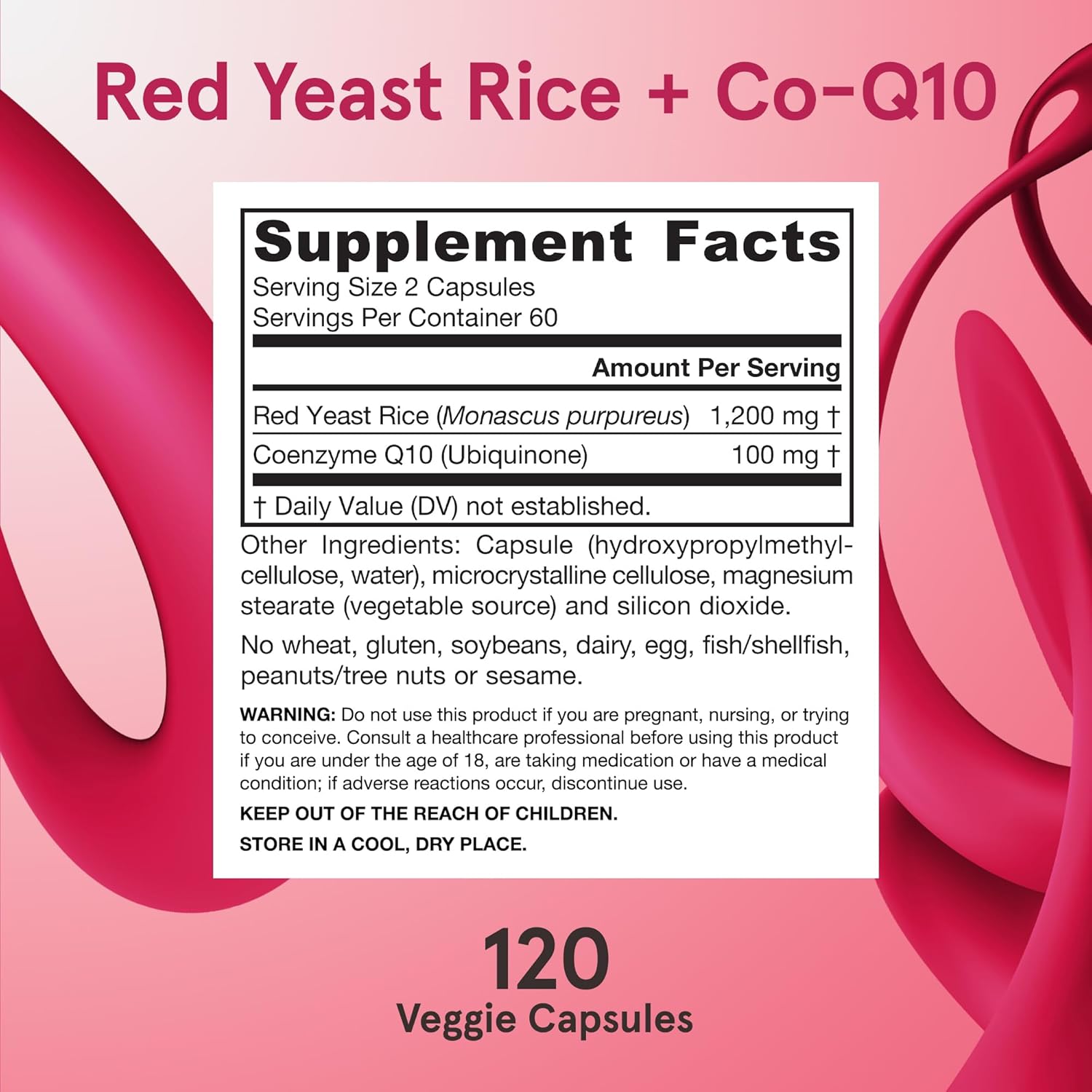 Jarrow Formulas Red Yeast Rice 1200 mg and CoQ10 100 mg Veggie Caps
