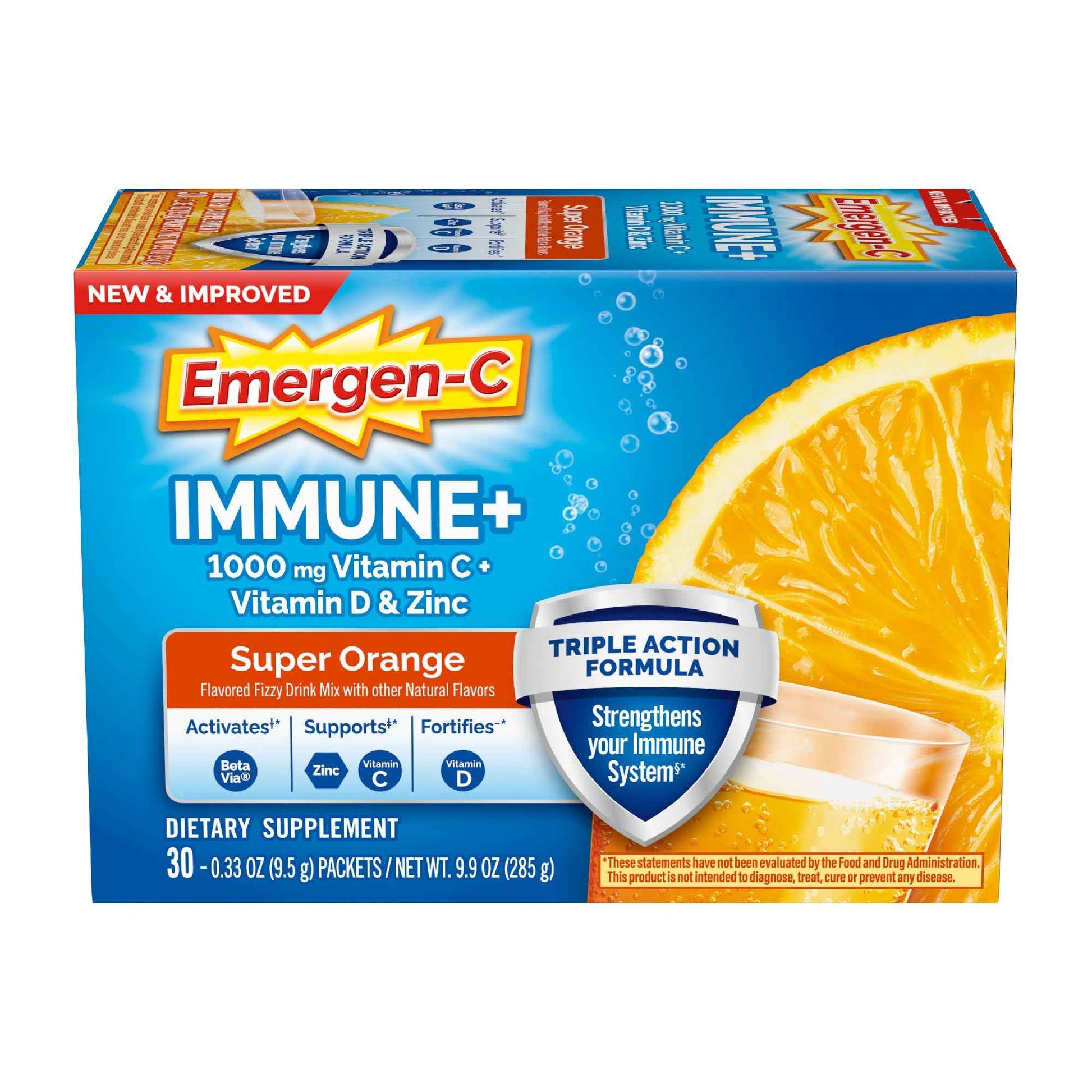 Emergen-C Immune+ Triple Action Immune Support Powder, BetaVia (R) - 30 Ct