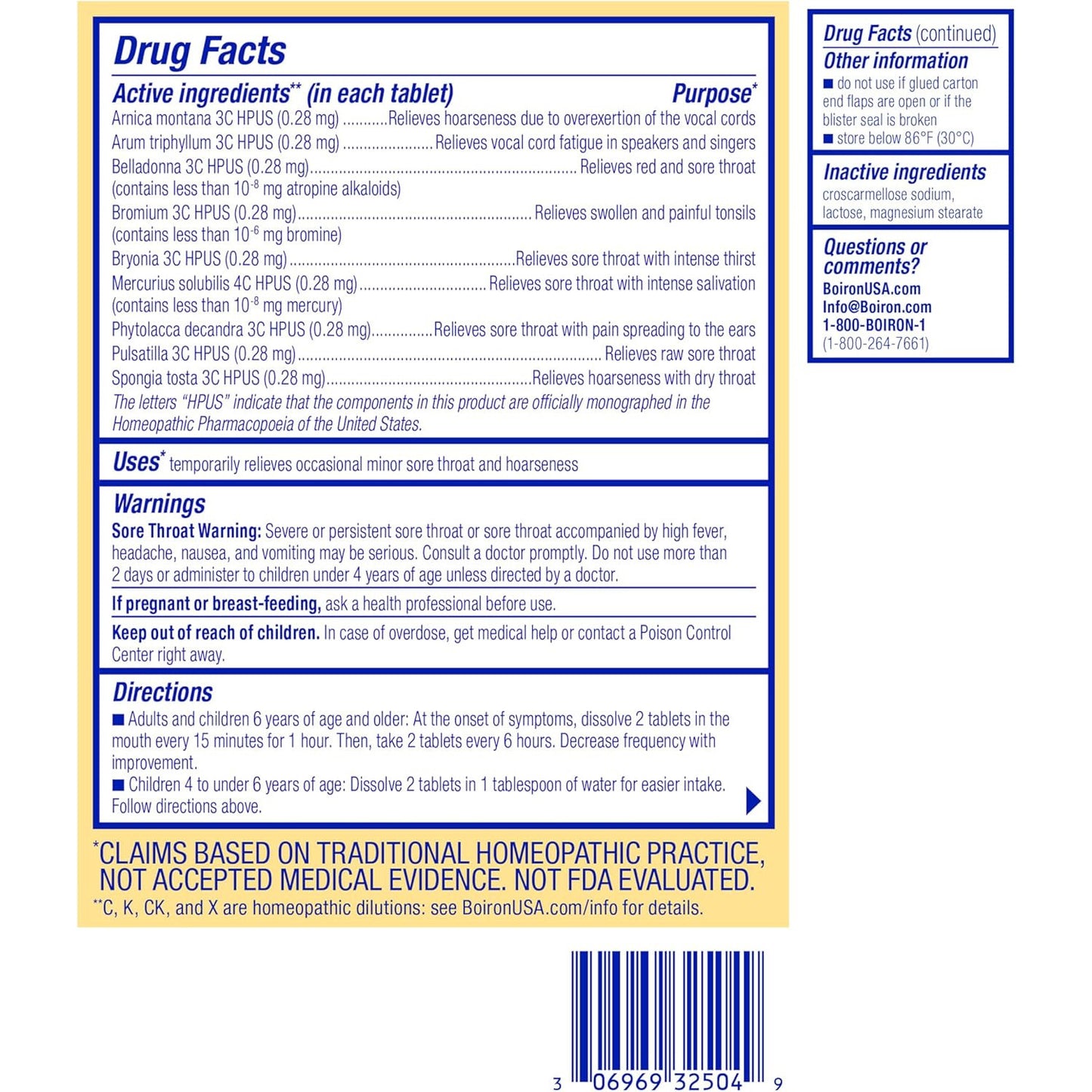 Boiron ThroatCalm Homeopathic Tablets for Sore Throat Relief