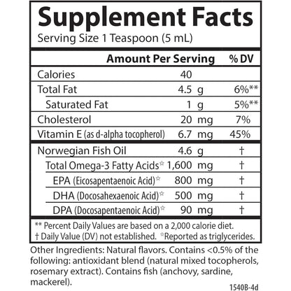Carlson The Very Finest Fish Oil 1600mg Omega-3s Liquid Lemon
