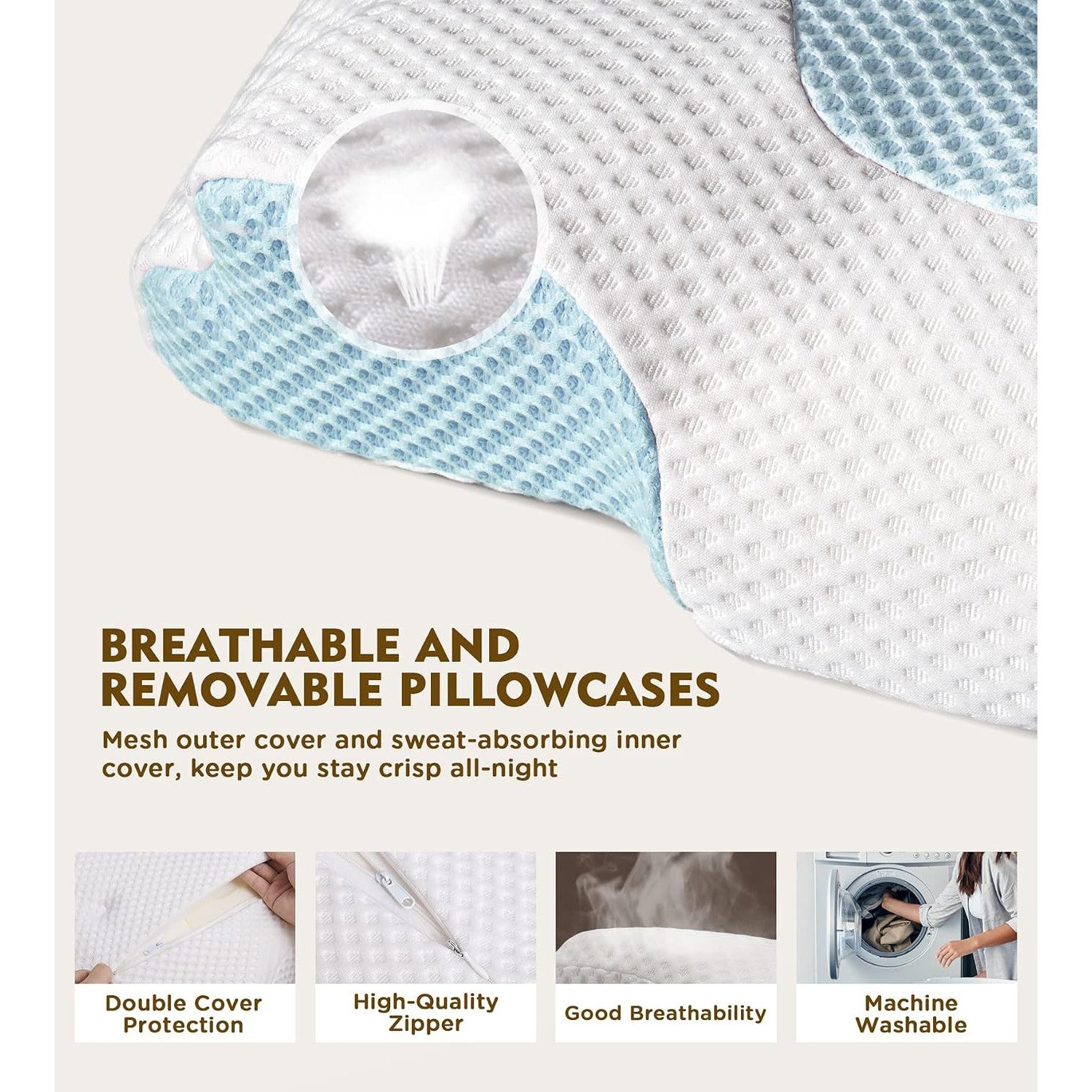 Osteo Cervical Pillow for Neck Pain Relief, Hollow Design Memory Foam with Cooling Case