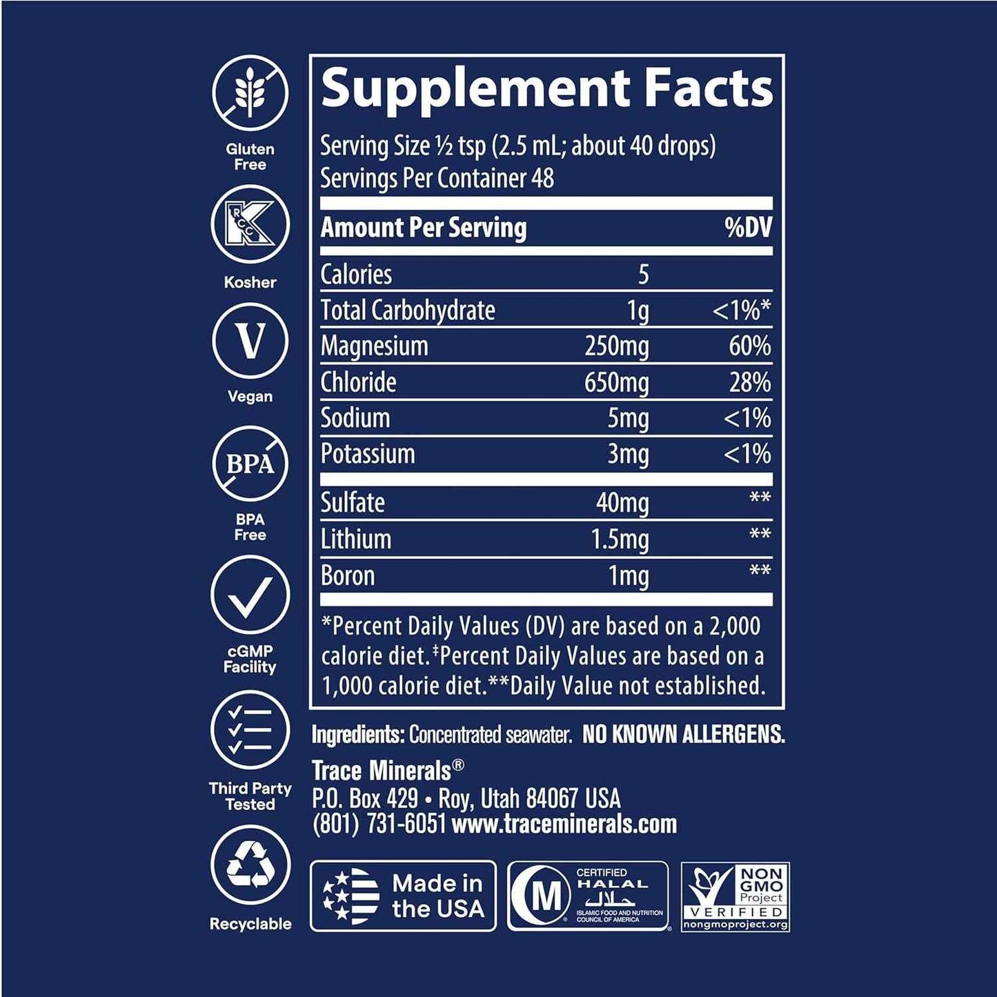 Trace Minerals ConcenTrace Trace Mineral Drops 70+ Ionic Minerals 4 fl oz