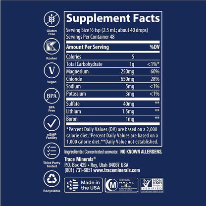 Trace Minerals ConcenTrace Trace Mineral Drops 70+ Ionic Minerals 4 fl oz