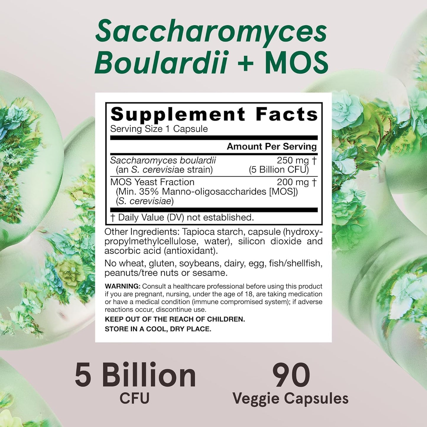 Jarrow Formulas Saccharomyces Boulardii + MOS Probiotic Capsules 5 Billion CFU