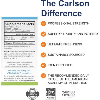 Carlson Baby's Super Daily D3 Vitamin D Drops 400 IU 1-Year