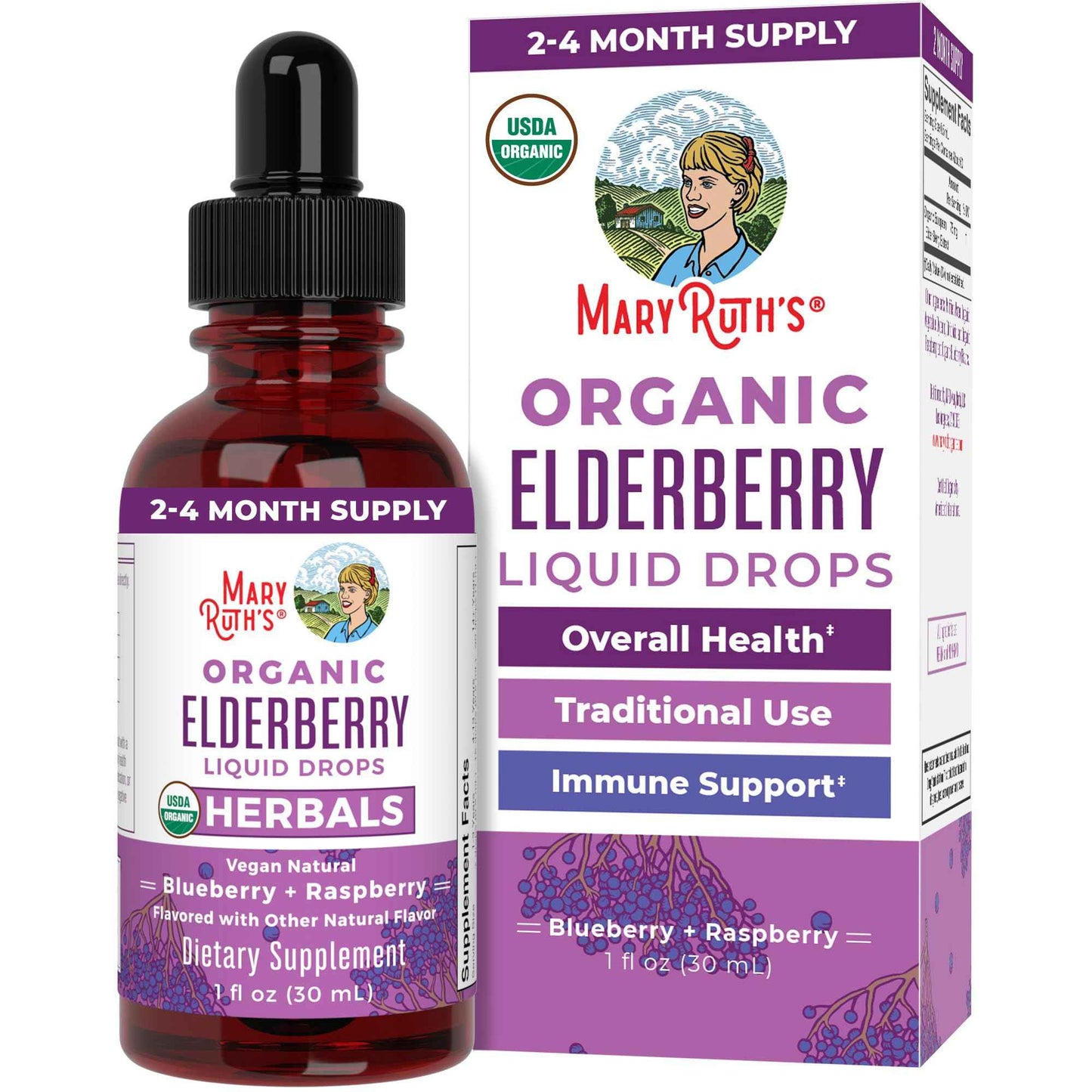 MARYRUTH'S Elderberry Liquid Drops for Adults & Kids, Immune Support - 1 Fl Oz