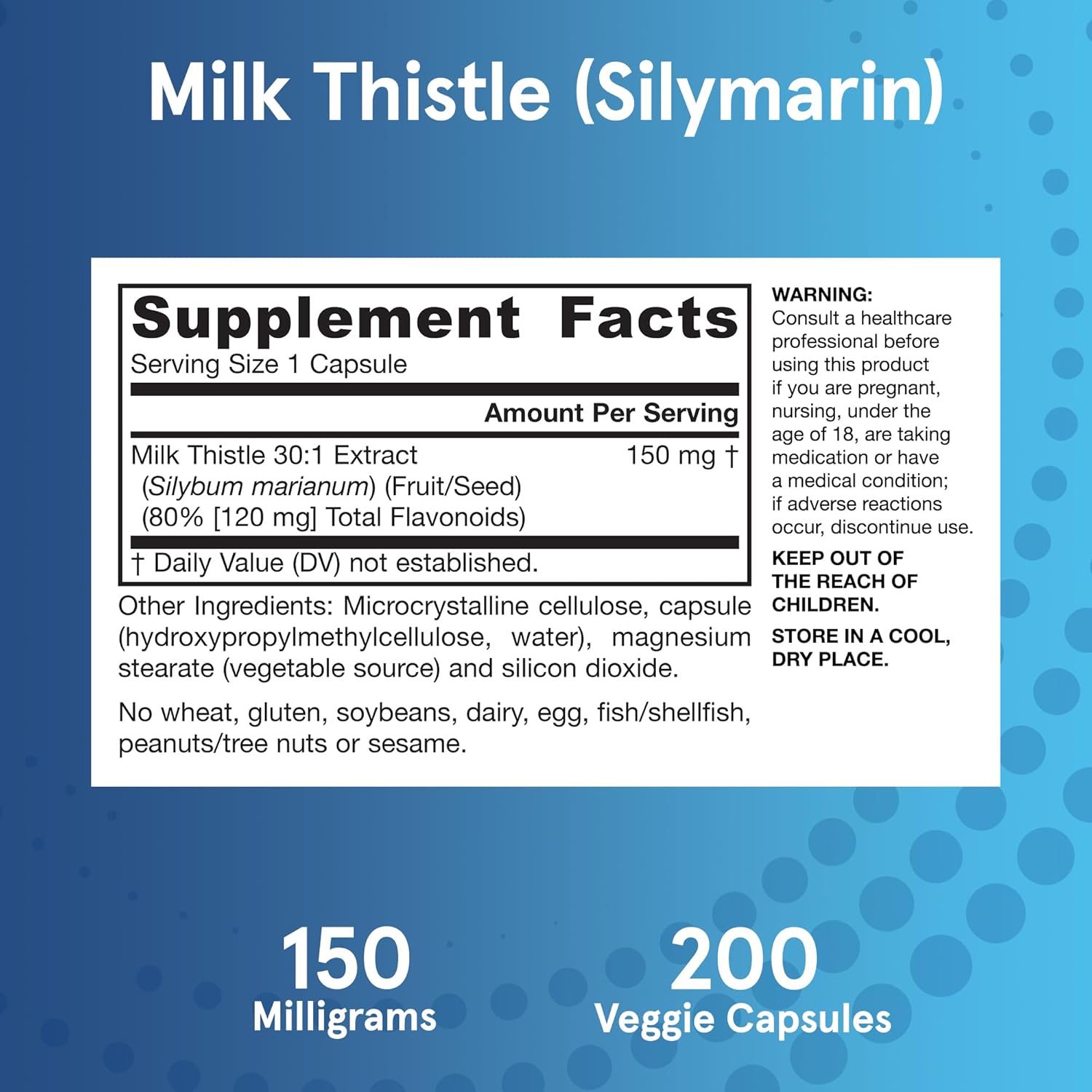 Jarrow Formulas Milk Thistle Supplement 150 mg. 30:1 Extract, 80% Flavonoids, 200 Capsules