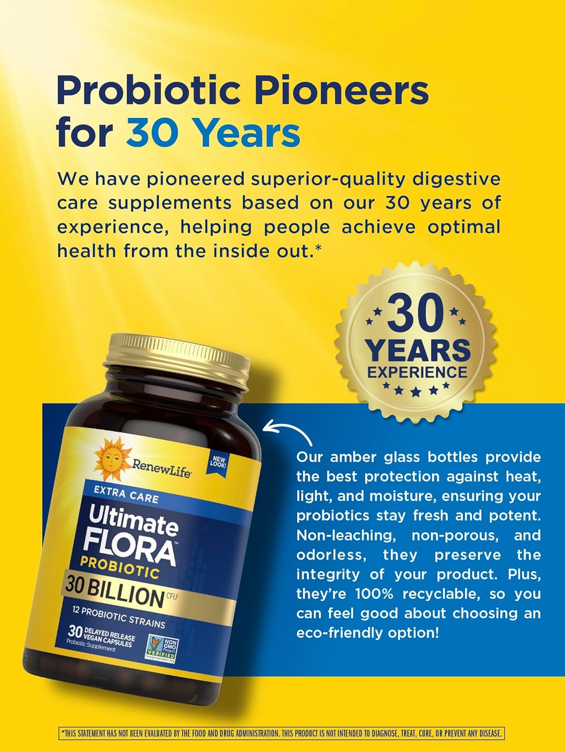 Renew Life Extra Care Digestive Probiotic Capsules 30 Billion CFU 30 Count
