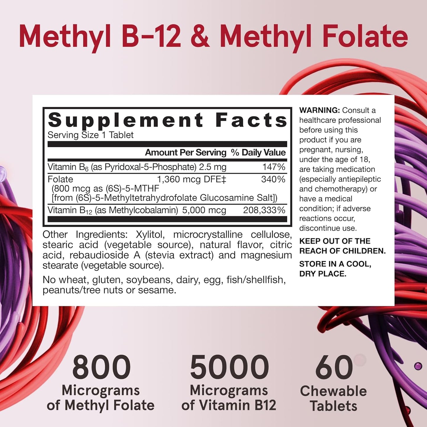 Jarrow Formulas Methyl B-12 & Methyl Folate Chewable Supplement 60 Count