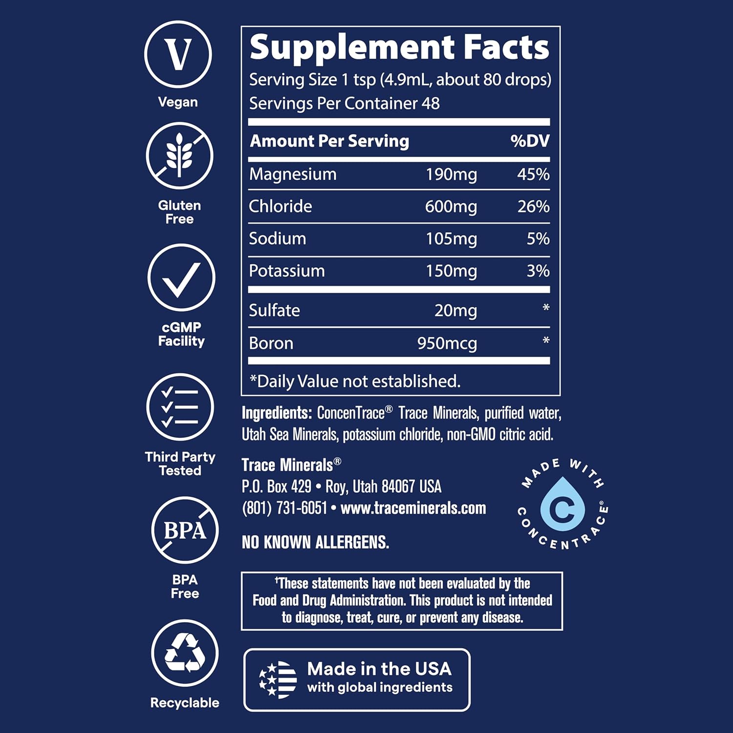 Trace Minerals 40,000 Volts Liquid Electrolyte Concentrate Ionic Minerals 8oz