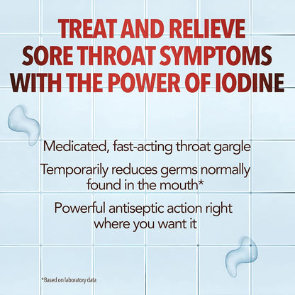 Betadine Sore Throat Relief Gargle 8 Oz Fast Acting Antiseptic Mint