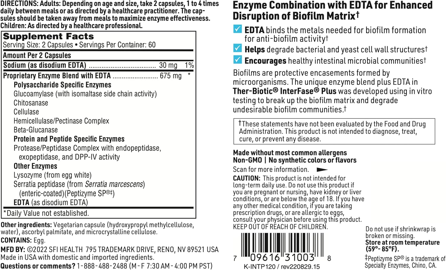 Klaire Labs Ther-Biotic Interfase Plus Multi-Enzyme 120 Count