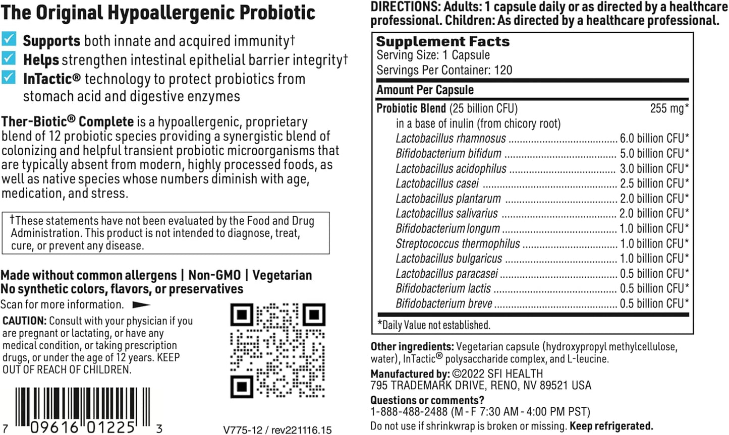 Klaire Labs Ther-Biotic Complete 25 Billion CFU Probiotic Capsules