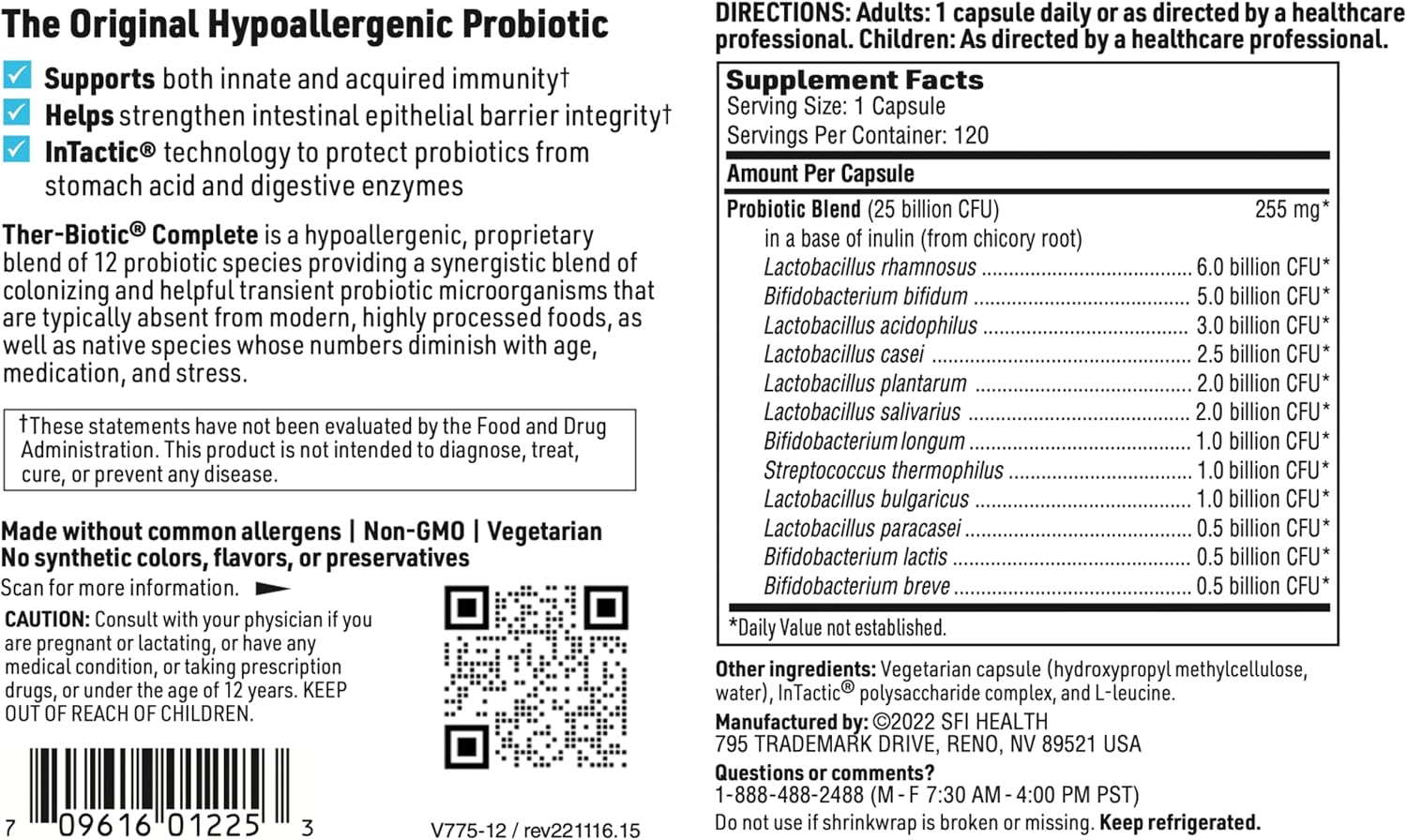 Klaire Labs Ther-Biotic Complete 25 Billion CFU Probiotic Capsules