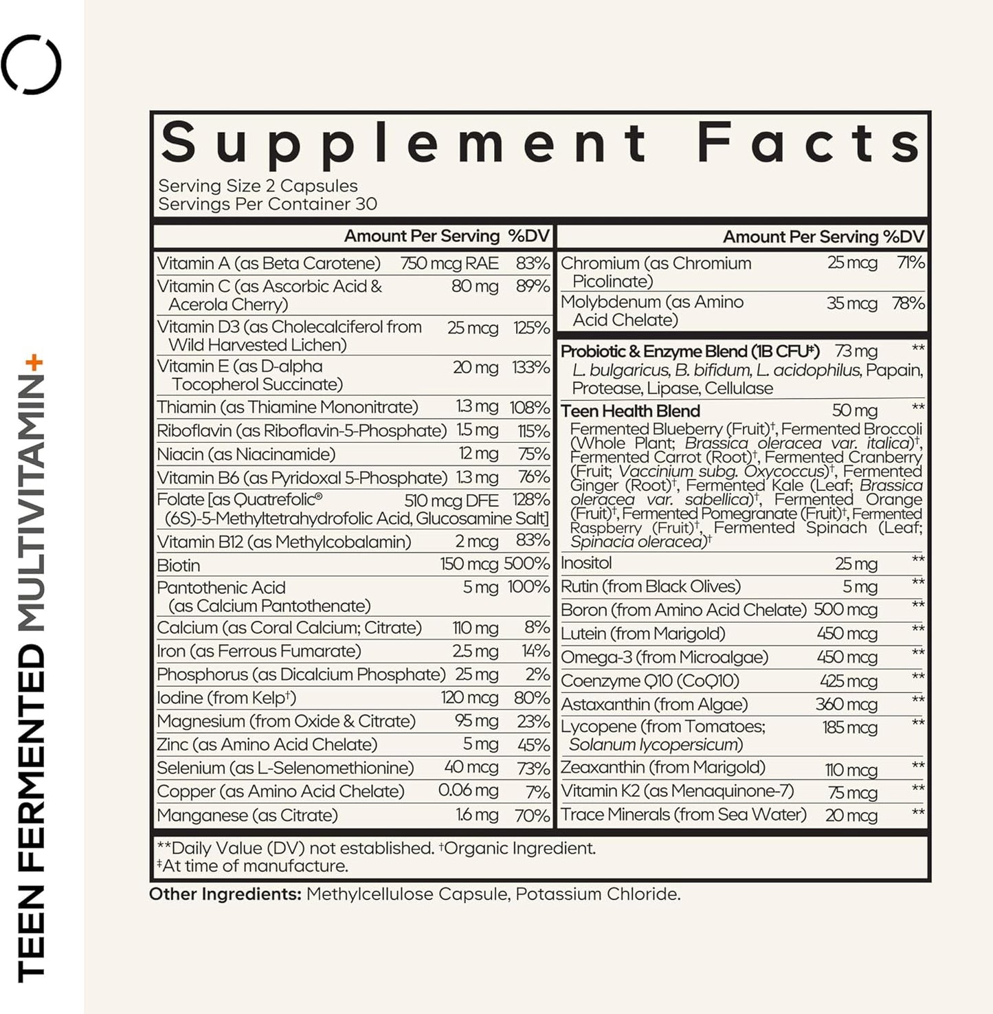 Codeage Teen Multivitamin Supplement Organic Whole Food Omega-3 60 Capsules