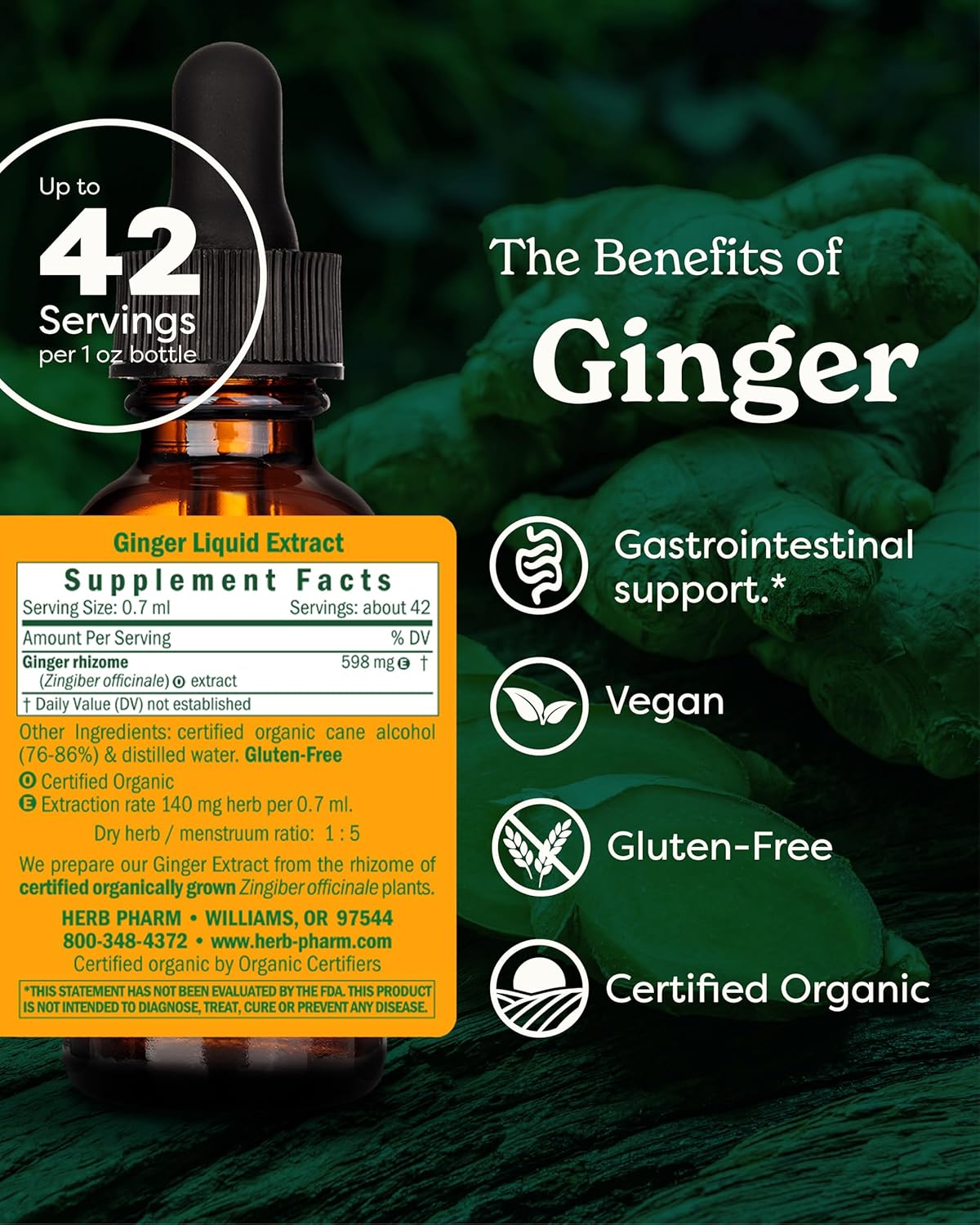Herb Pharm Certified Organic Ginger Liquid Extract