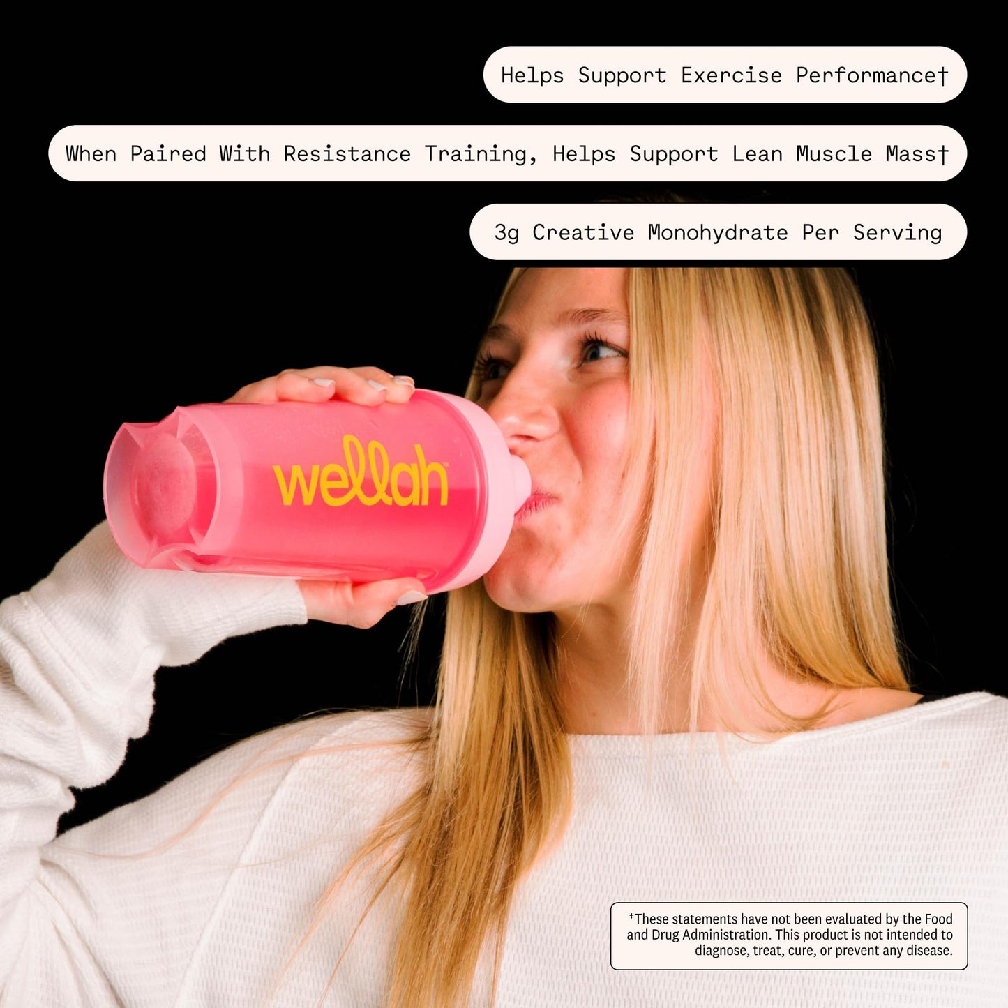 Wellah Creatine for Women - Creatine Monohydrate with Dandelion & Cranberry Extract (50 Servings, Blueberry Pomegranate)