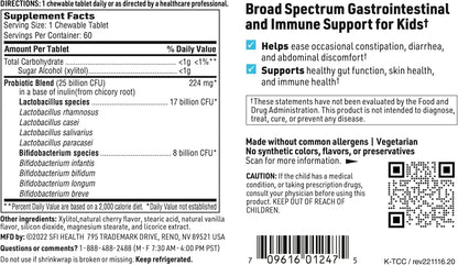 SFI Health Ther-Biotic Kids Chewable Probiotic 25 Billion CFU 60 Count