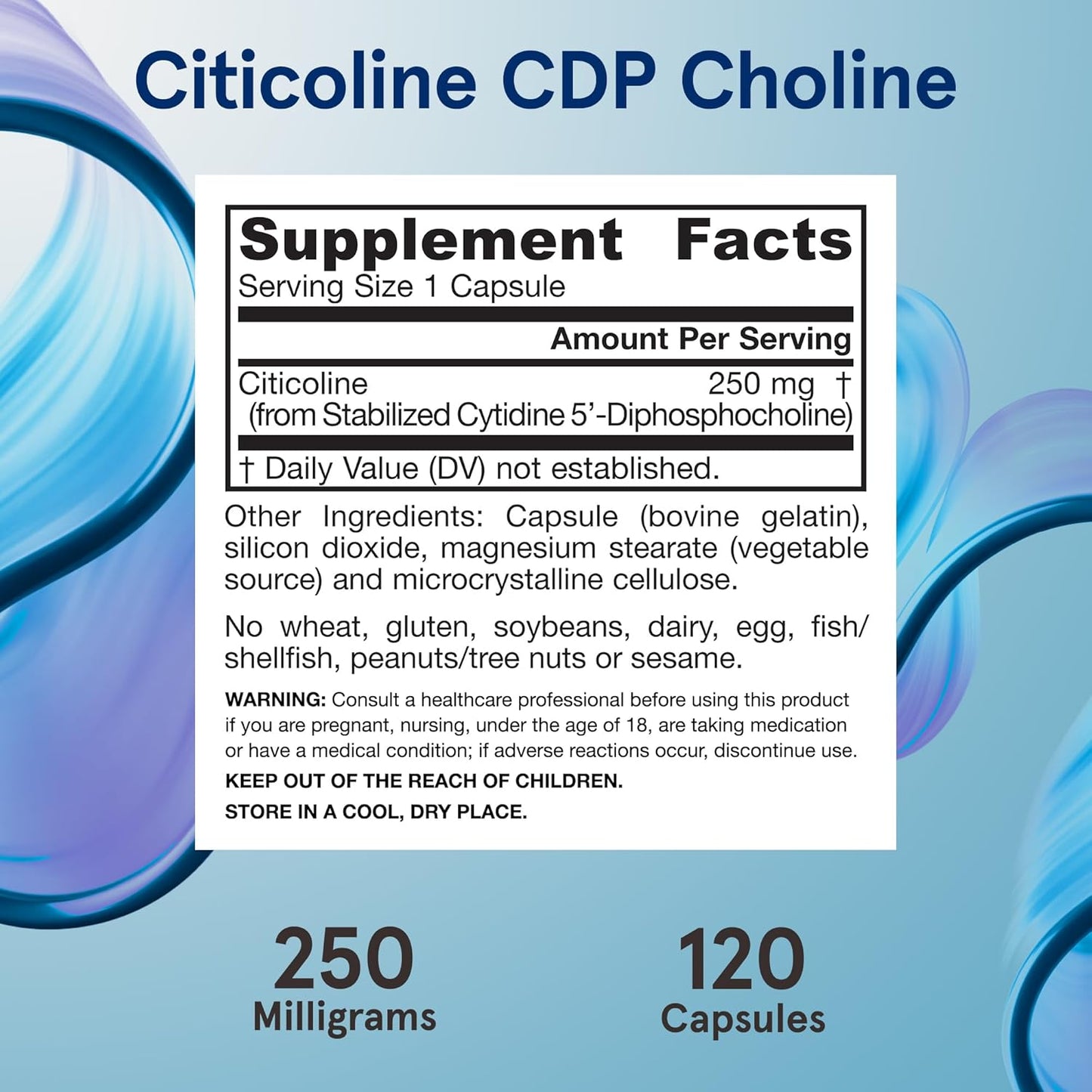 Jarrow Formulas Citicoline CDP 250mg Brain Health Supplement 120 Capsules