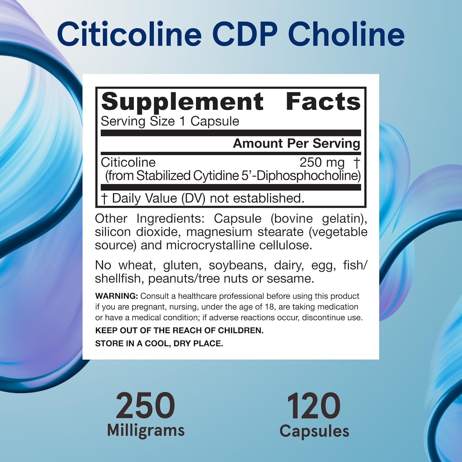 Jarrow Formulas Citicoline CDP 250mg Brain Health Supplement 120 Capsules