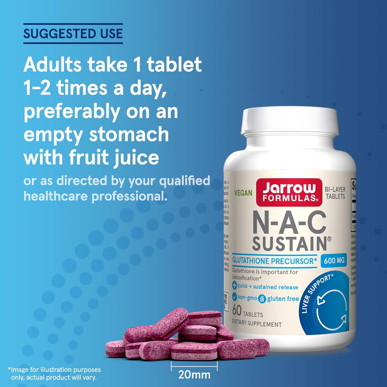 Jarrow Formulas N-A-C Sustain 600 Mg Dietary Supplement 60 Tablets