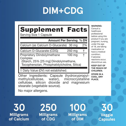 Jarrow Formulas DIM Plus CDG Veggie Capsules Hormone Balance Supplement 30 Count