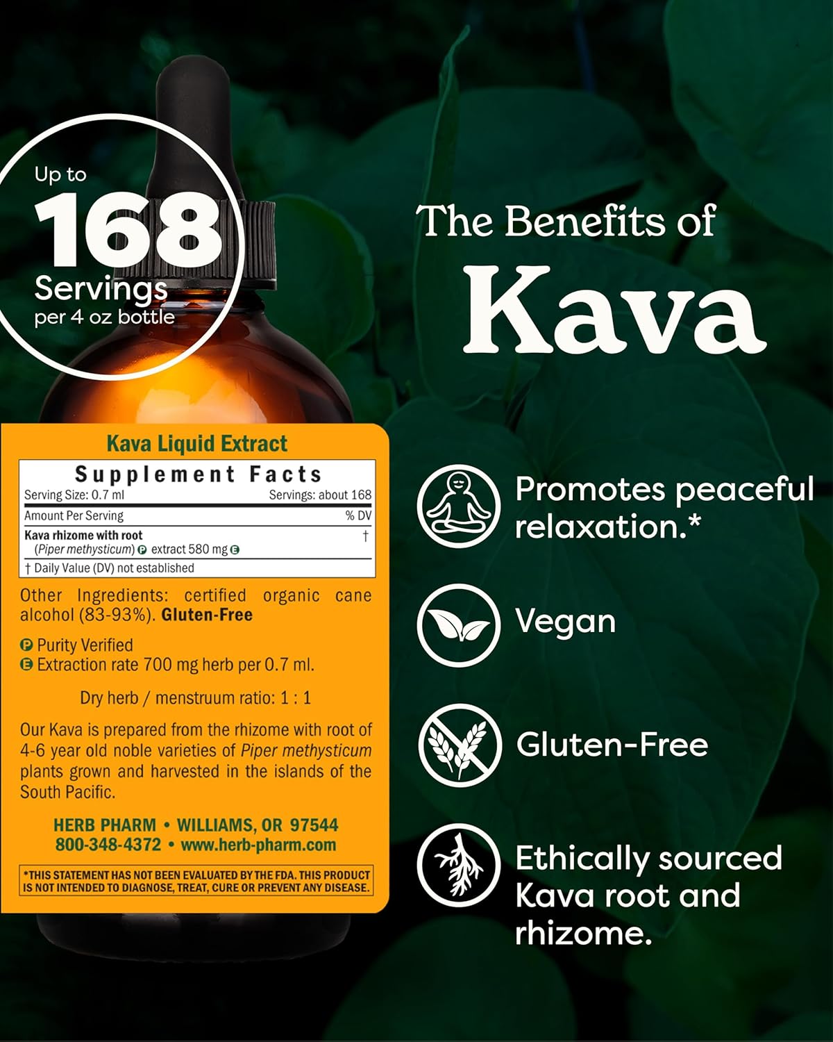 Herb Pharm Kava Root Liquid Extract Noble Kava 4 Fl Oz
