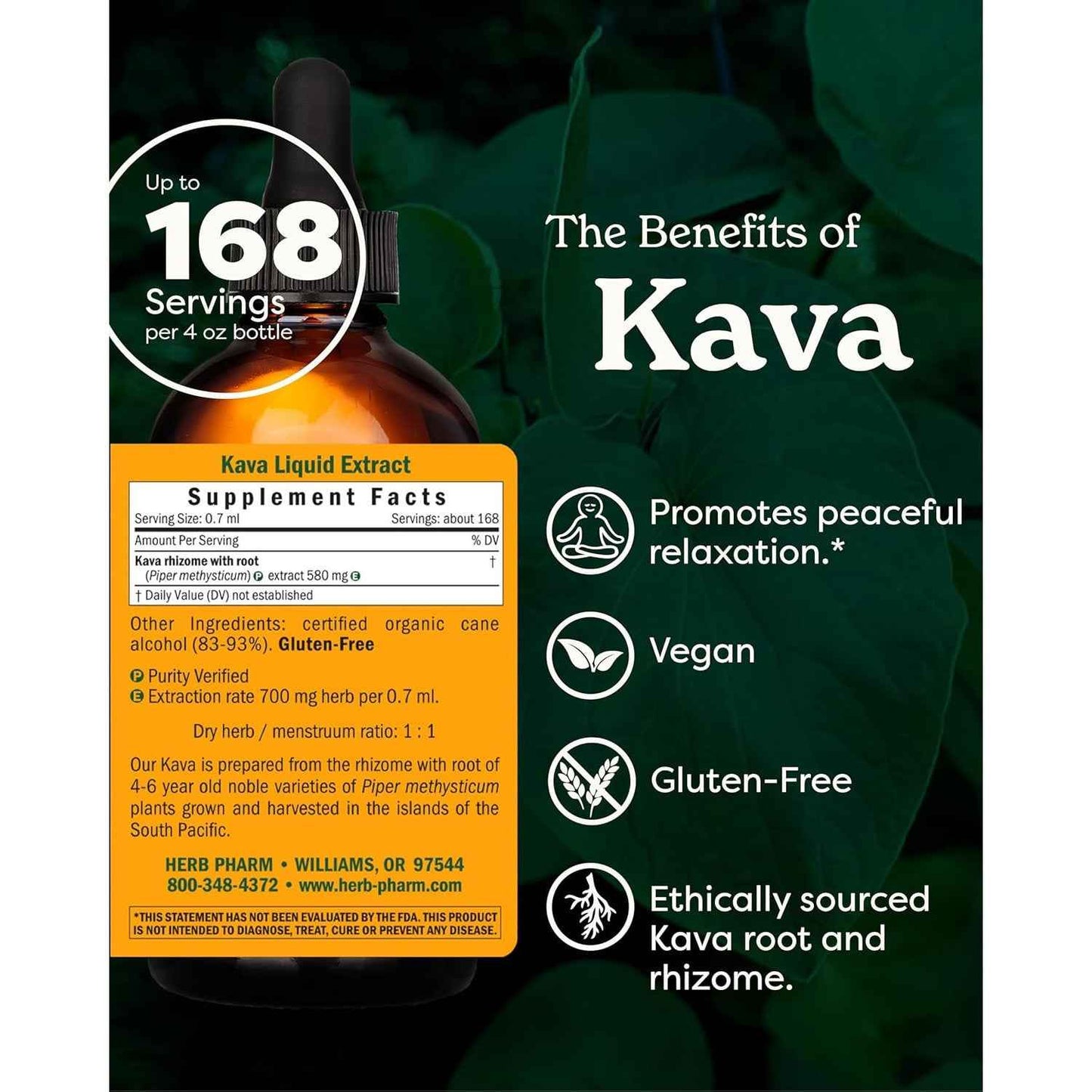 Herb Pharm Kava Root Liquid Extract Noble Kava 4 Fl Oz